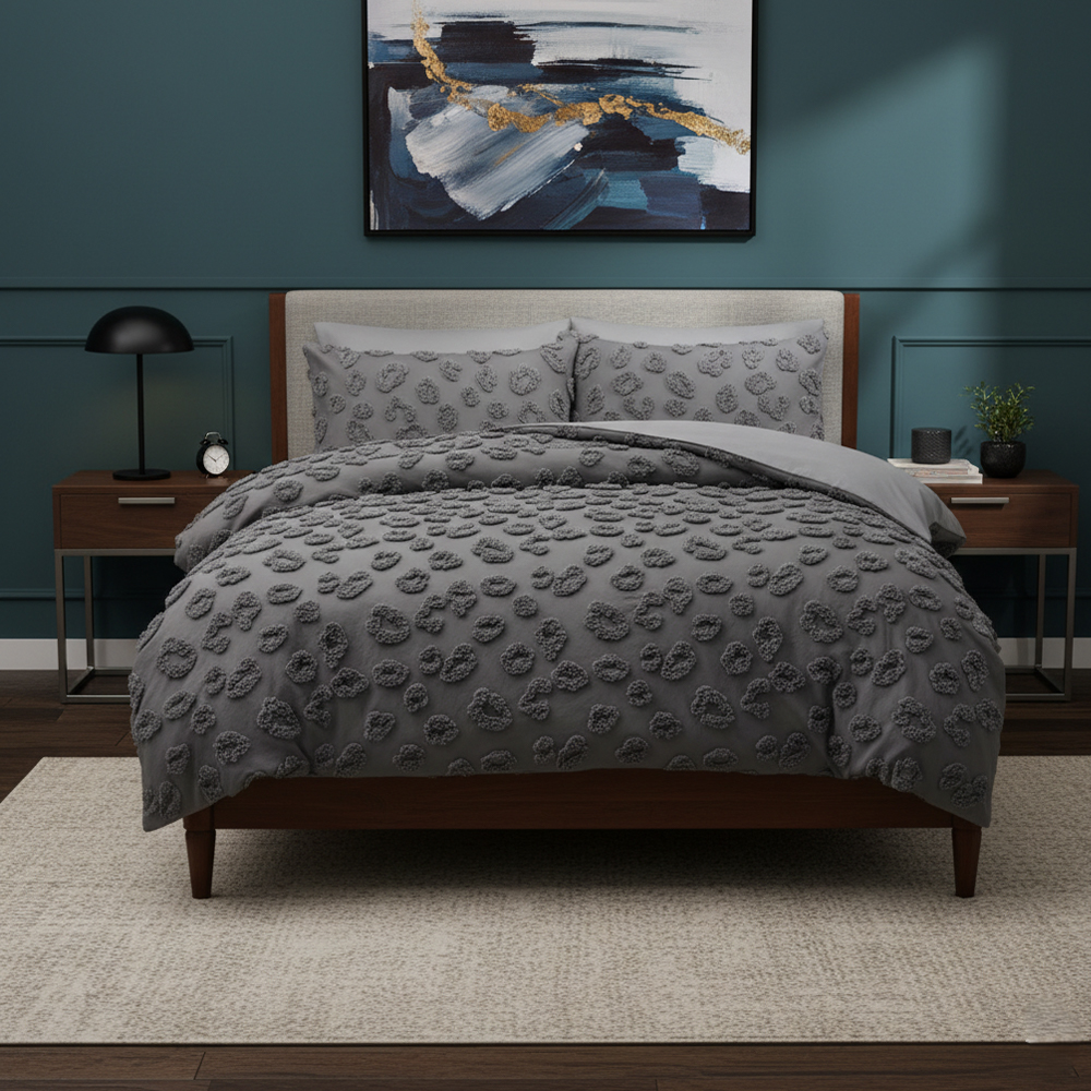 Nala Tufted Leopard Chenille Embroidery Comforter Set Bedding Set