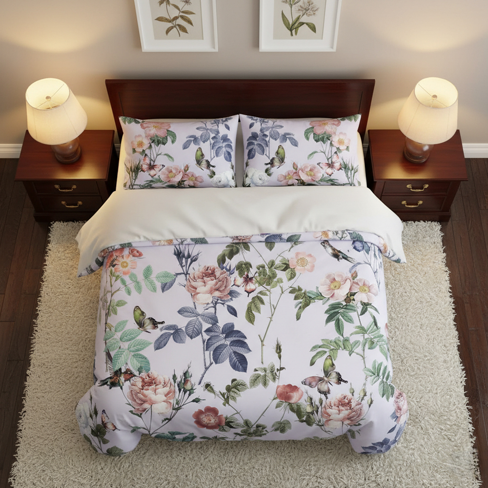 Cathy Vintage Floral & Bird Print Modernong Duvet Cover Quilt Cover Set Set ng Bedding