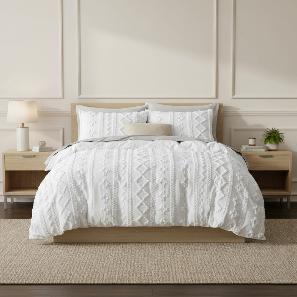 Milano Tufted Leopard Chenille Embroidery Comforter Set Set ng Kumot