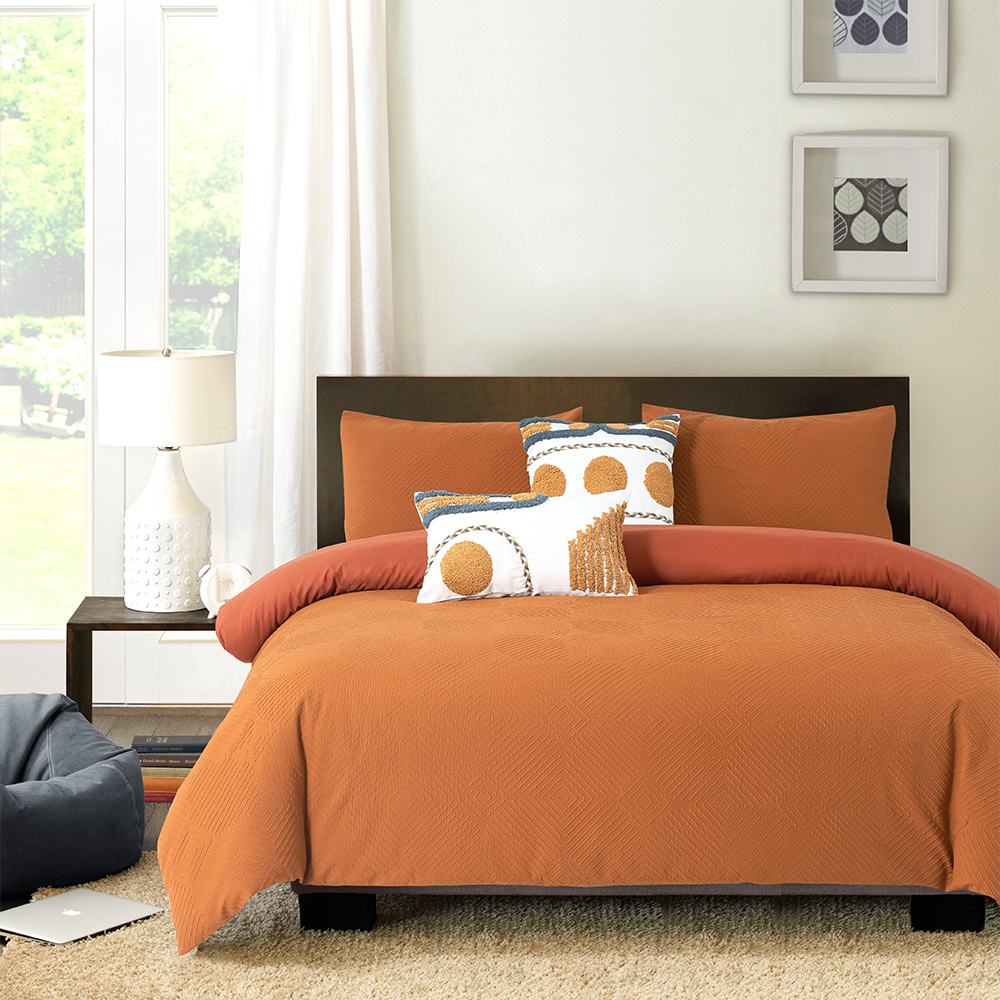 Pelawan Geometric Embossed Textured Duvet Cover Quilt Cover Set Bedding set