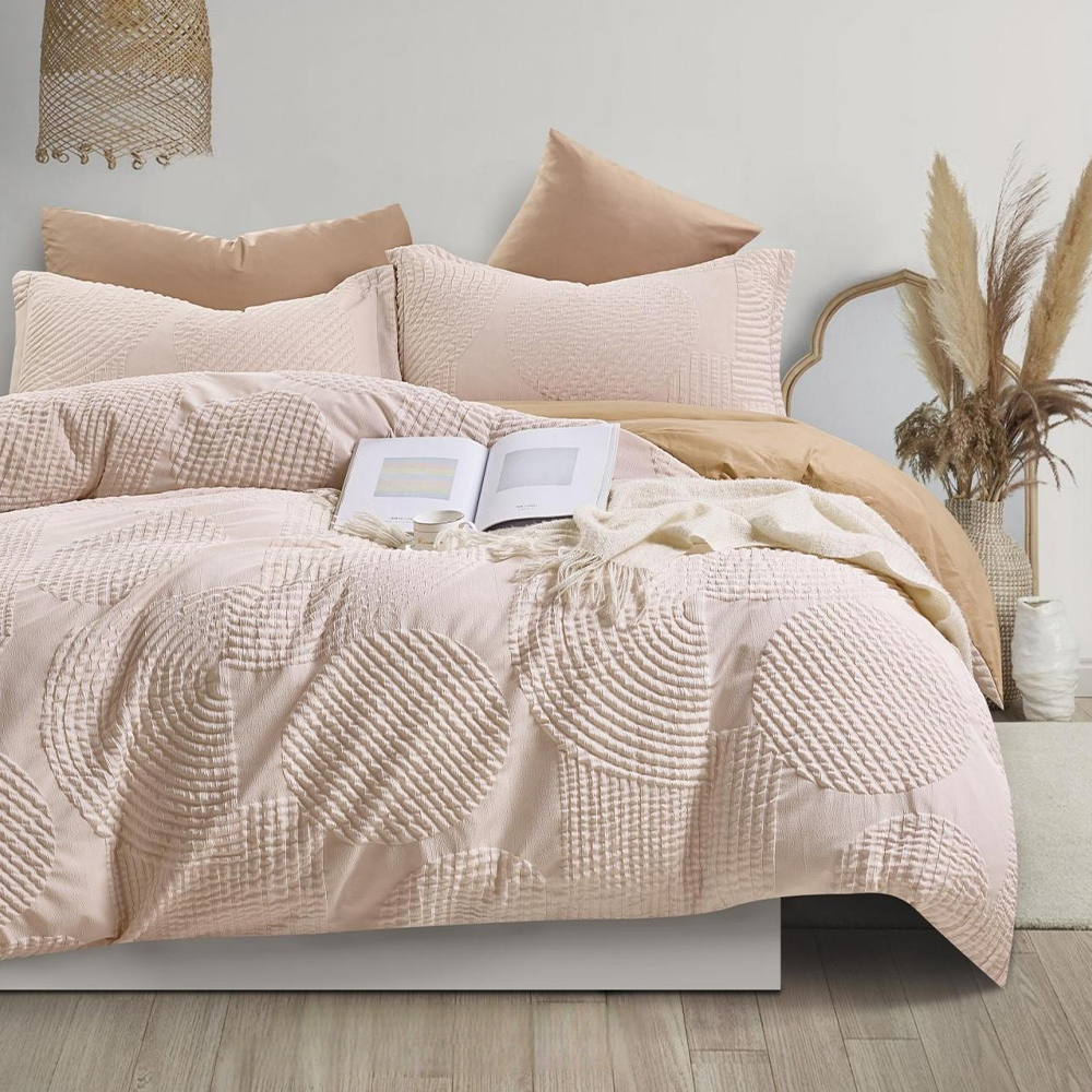 Halston Textured Geometric Embossed Duvet Cover Quilt Cover Set Set ng Bedding