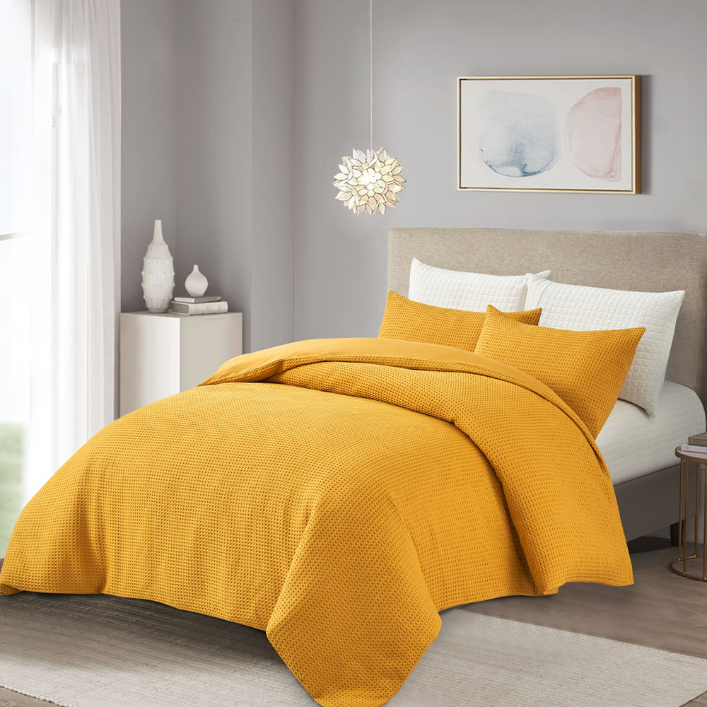 Hawaii Waffle Modern Textured Duvet Cover Quilt Cover Set Set ng Bedding