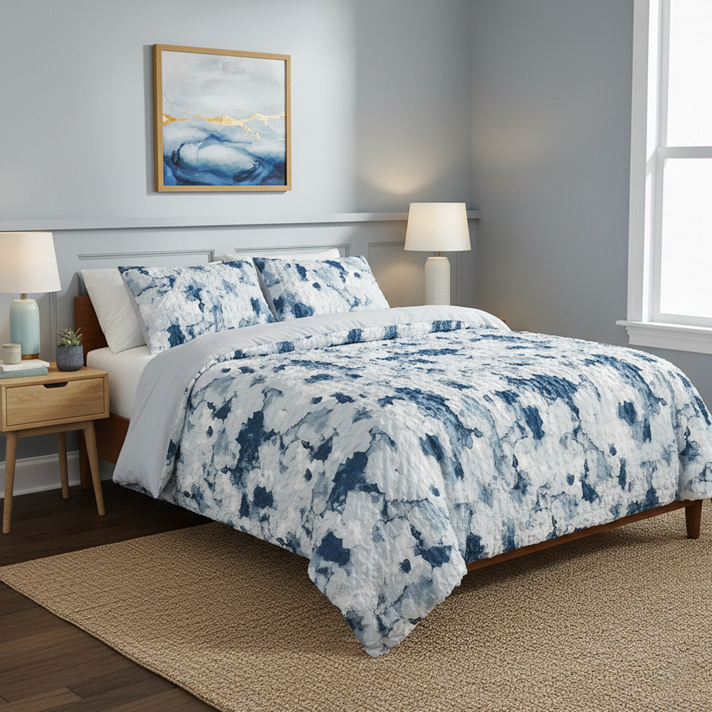 MilahTie-Dye Watercolor Seersucker Duvet Cover Quilt Cover Set Set ng Bedding