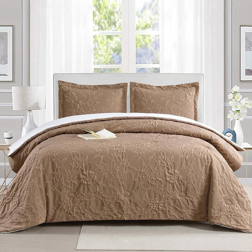 Mineral Textured Botanical Floral Leaf Embossed Duvet Cover Quilt Cover Set Set ng Bedding