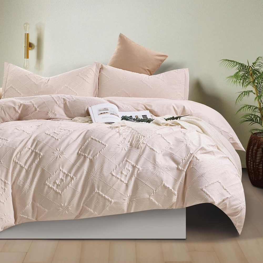 Indra Textured Boho Embossed Duvet Cover Quilt Cover Set Set ng Bedding