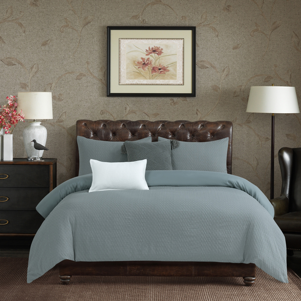 Liora Textured Geometric Duvet Cover Quilt Cover Set Set ng Bedding
