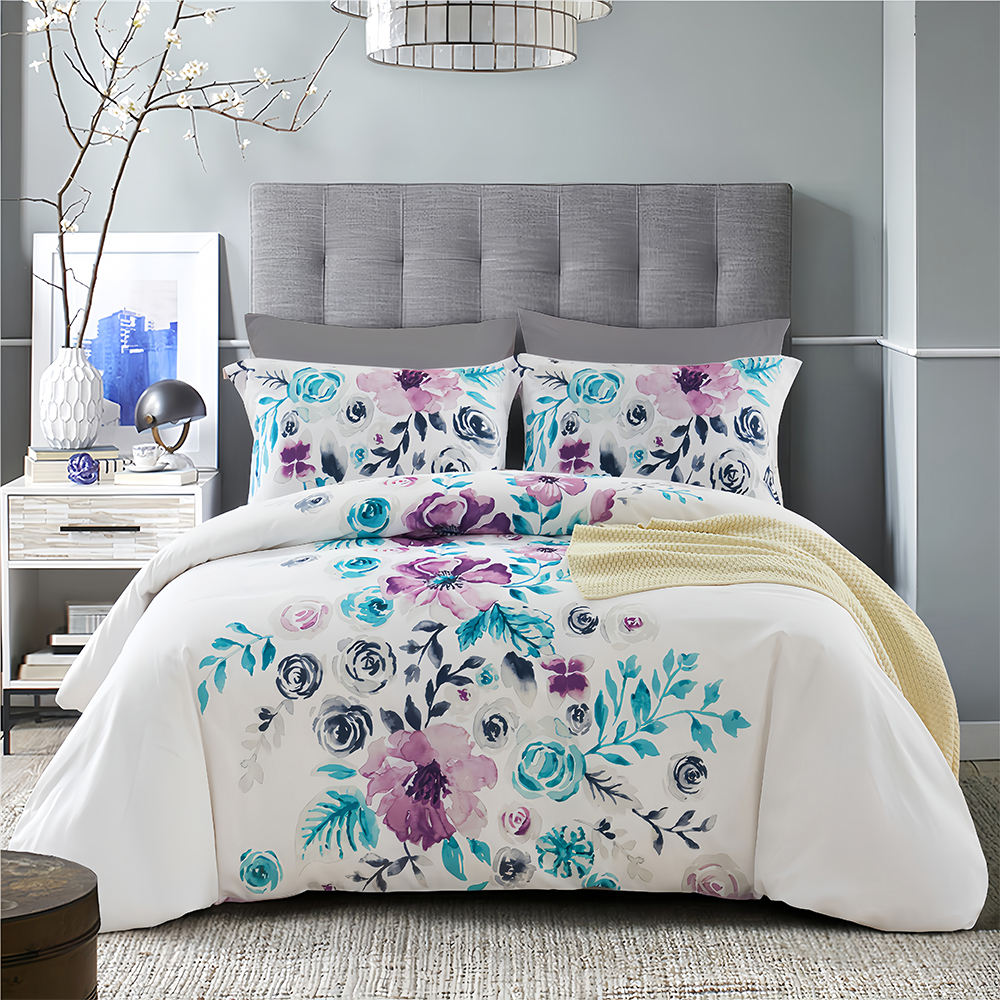 Sianna Floral Botanical Printed Duvet Cover Quilt Cover Set Set ng Bedding