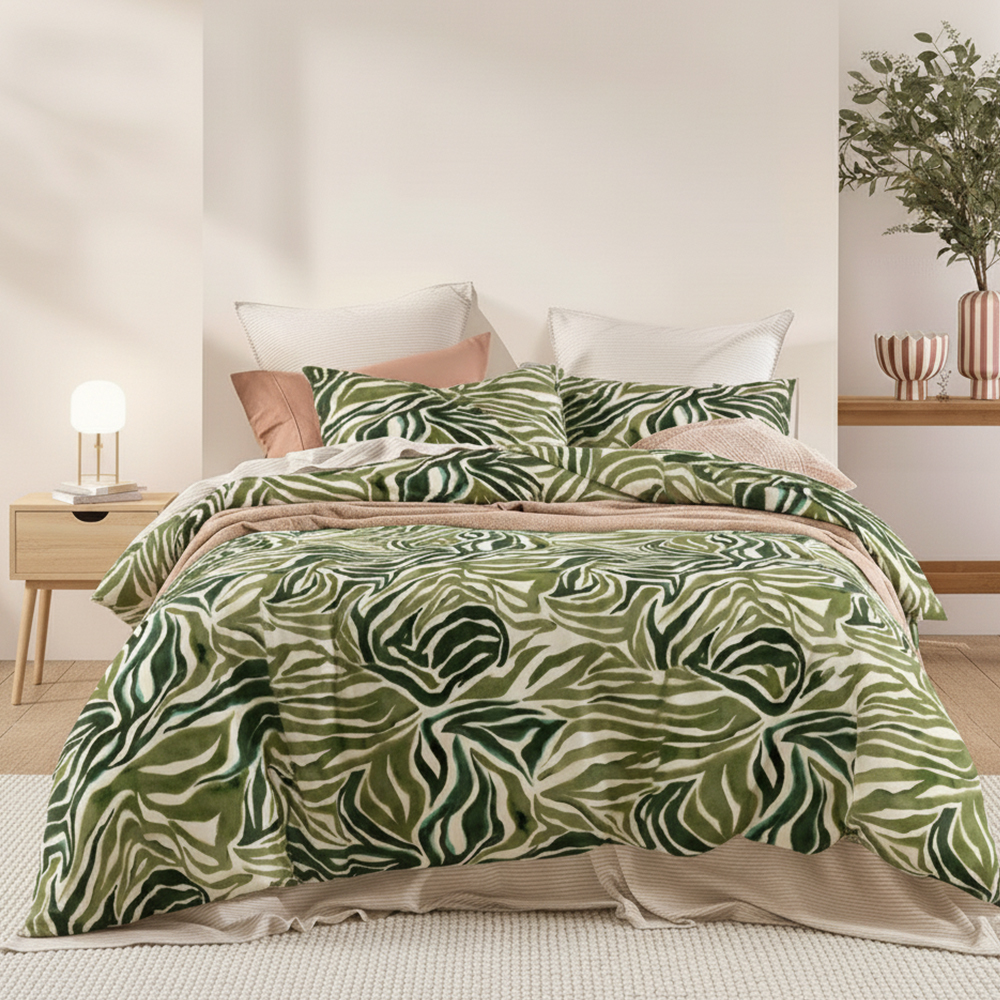 Green Leaf Prints Pure Microfiber Cotton Printed Duvet Cover Quilt Cover Set Set ng kama