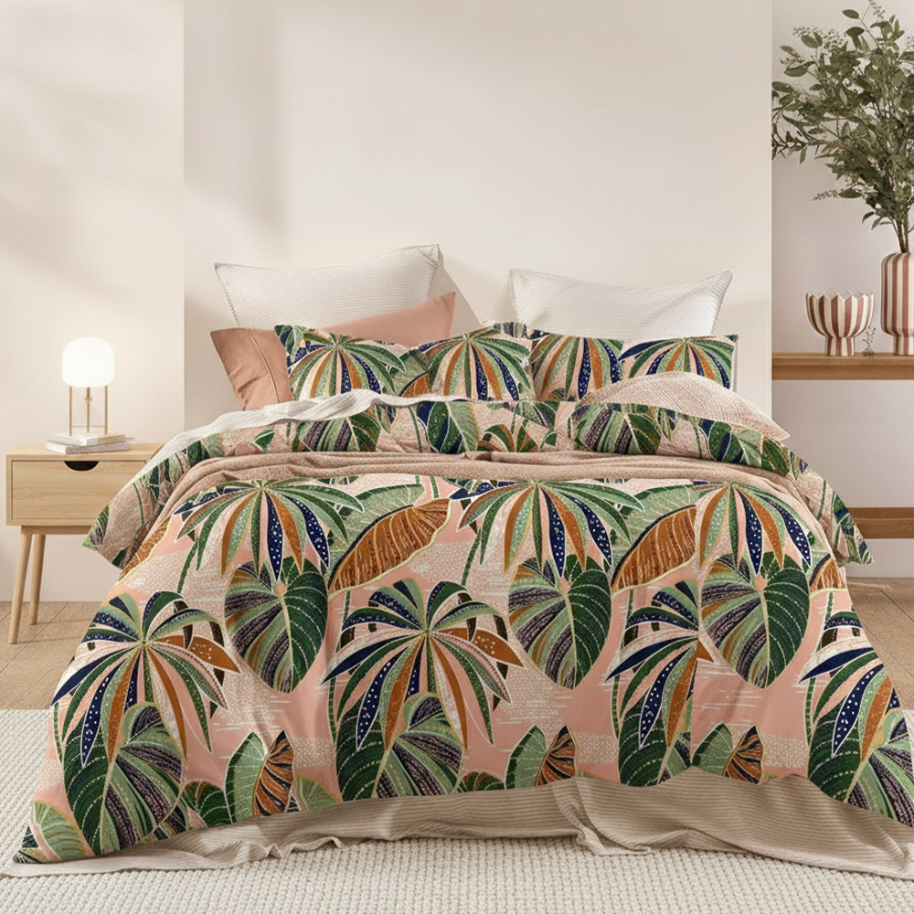 Maidstone Nature Leaf Prints Pure Microfiber Cotton Printed Duvet Cover Quilt Cover Set Set ng kama