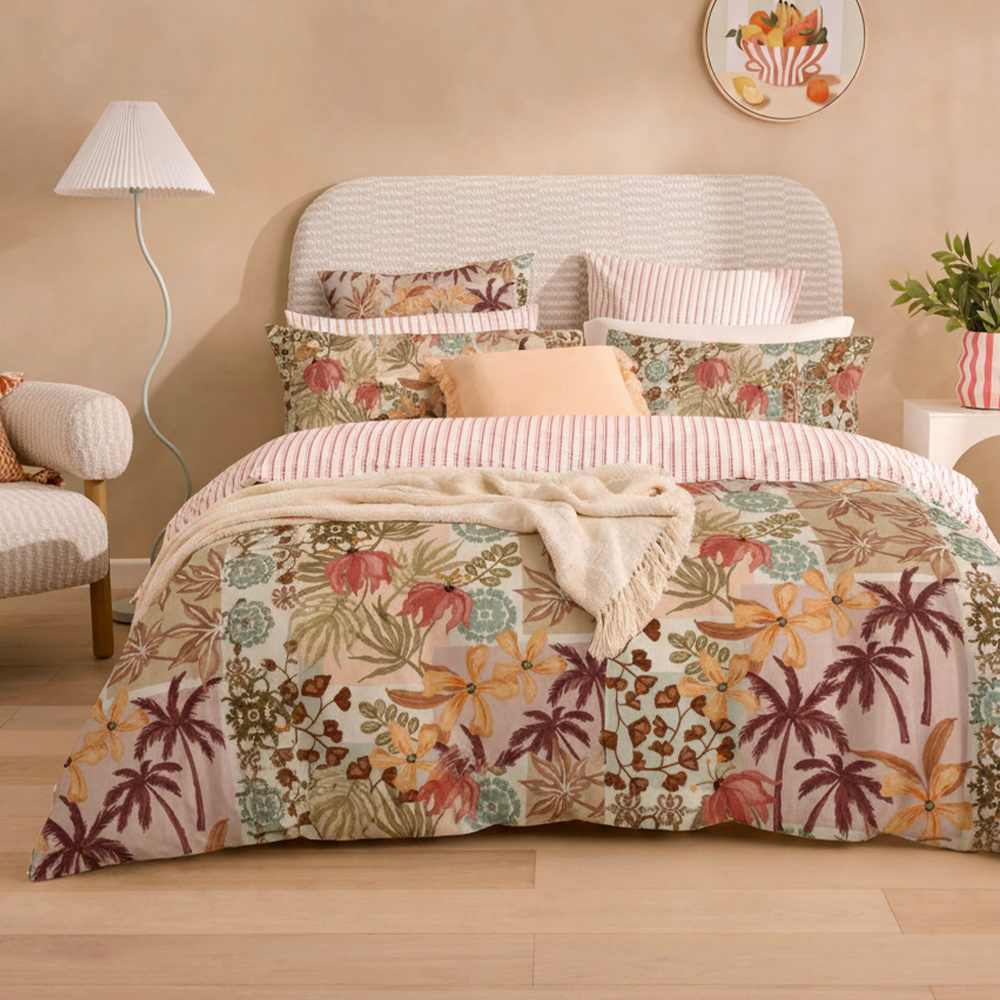 Summer Palm Prints Pure Microfiber Cotton Printed Duvet Cover Quilt Cover Set Set ng kama