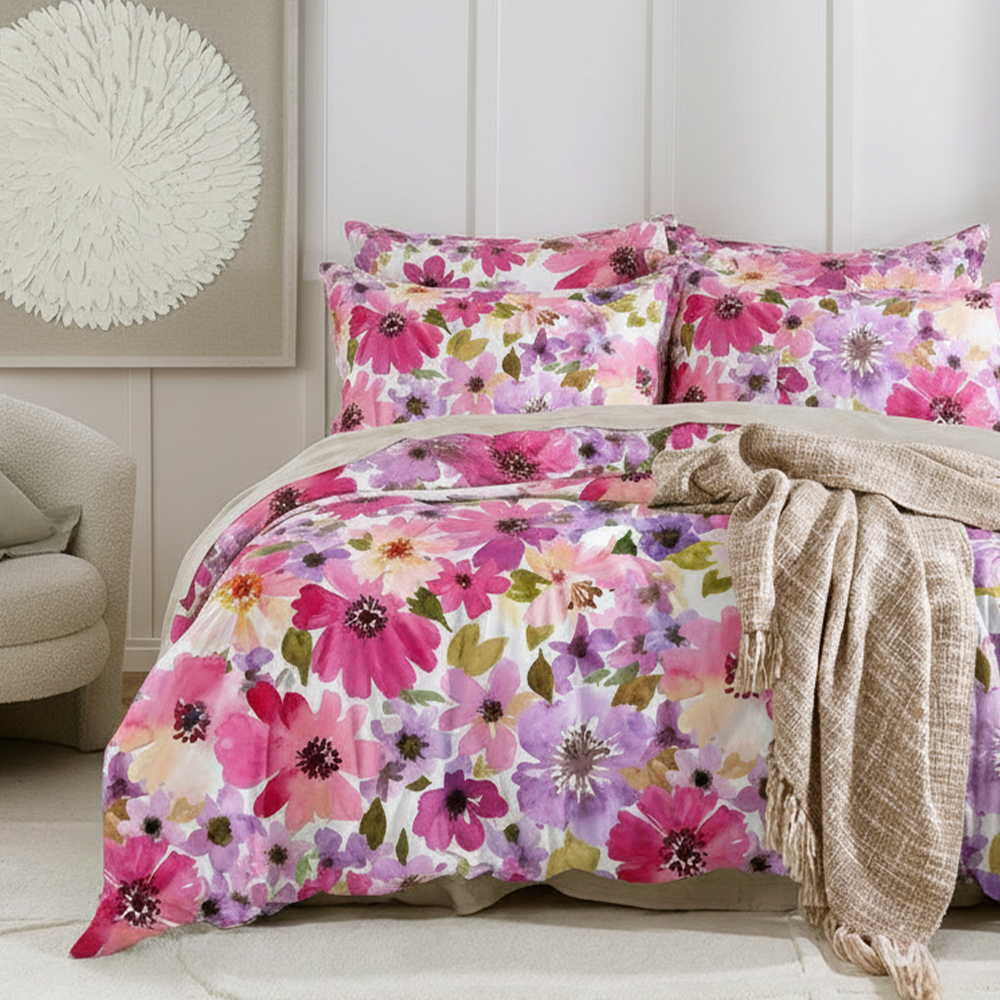 Helensvale Watercolor Botanical Floral Prints Pure Microfiber Cotton Printed Duvet Cover Quilt Cover Set Set ng kama