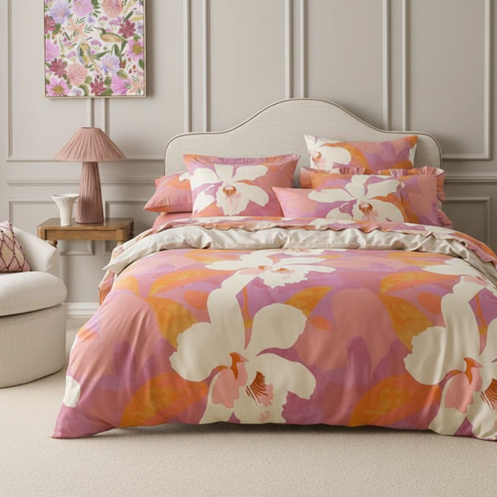 Bianca Printed Floral Strip Pure Microfiber Cotton Printed Duvet Cover Quilt Cover Set Set ng kama