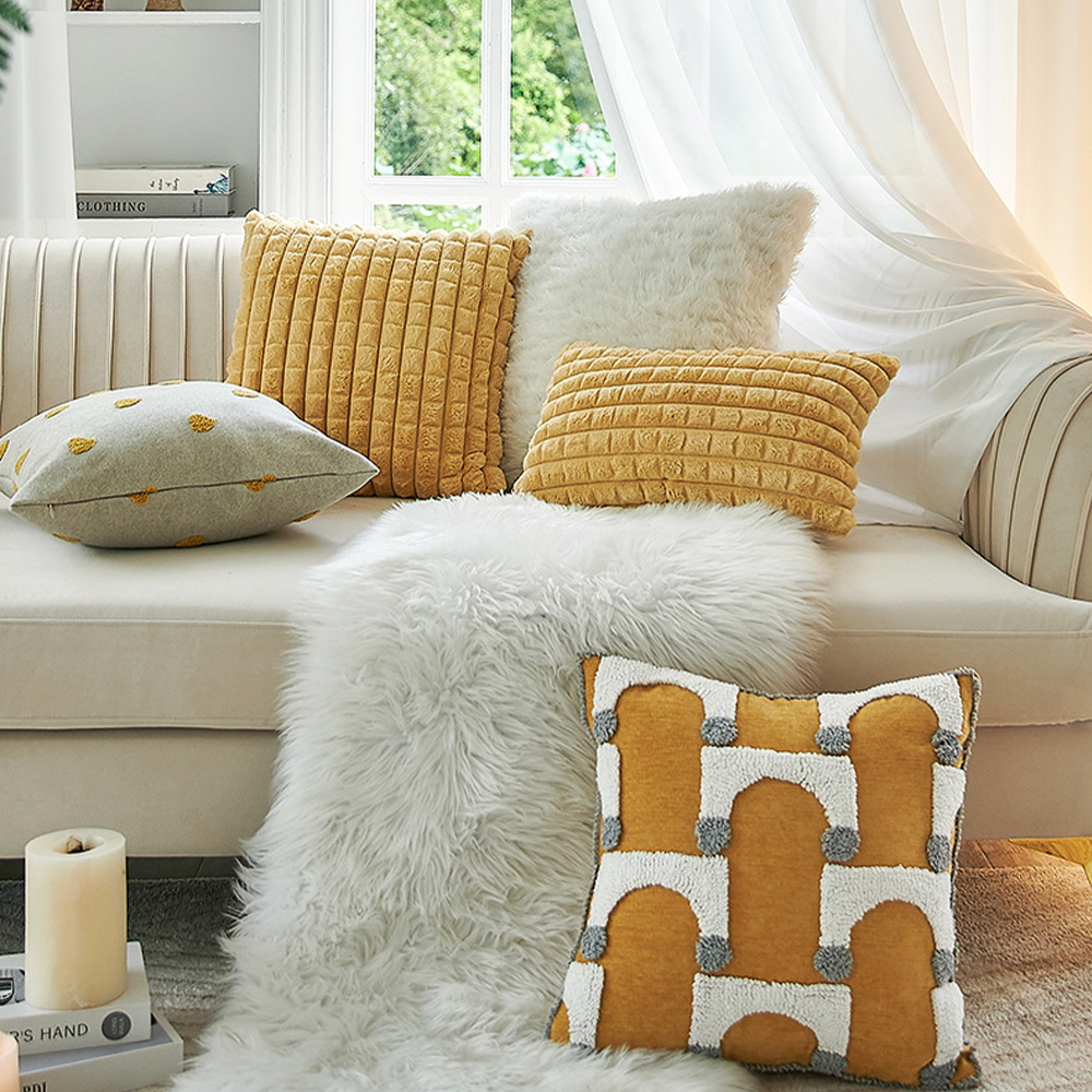 Winter yellow ocher cushion deco pillow