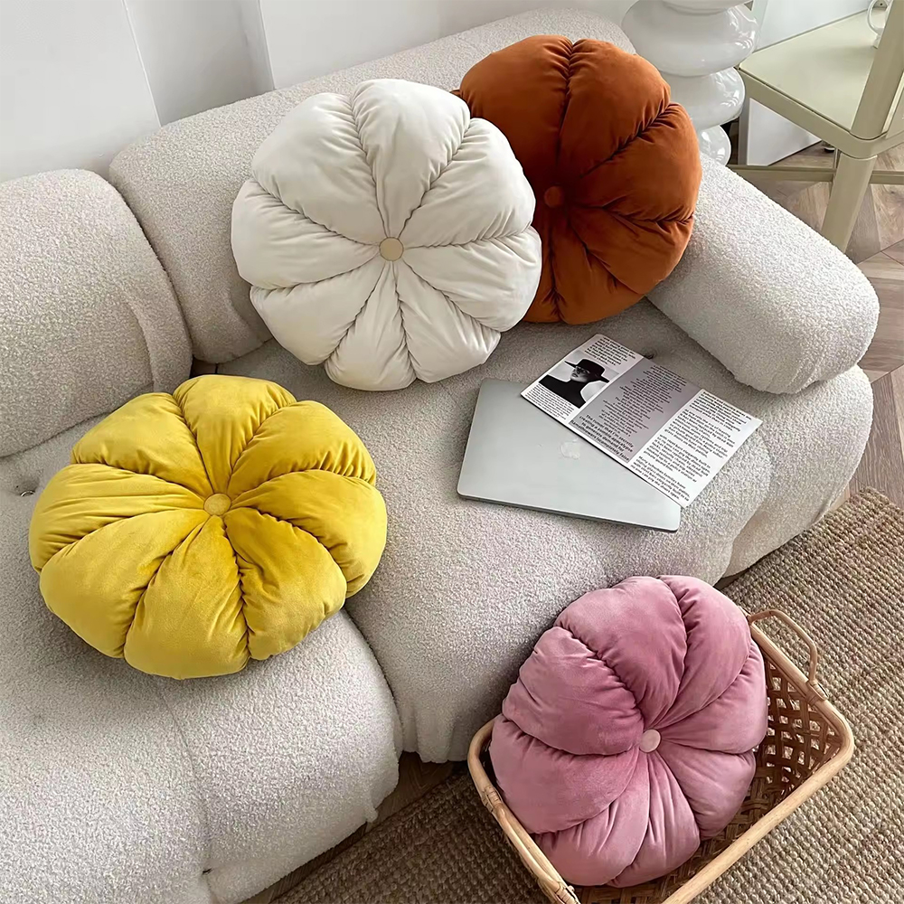 Pumpkin round velvet cushion deco pillow