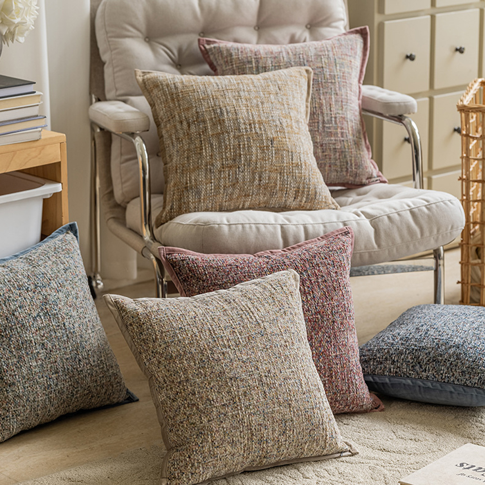 Linen textured monet- inspired cushion deco pillow