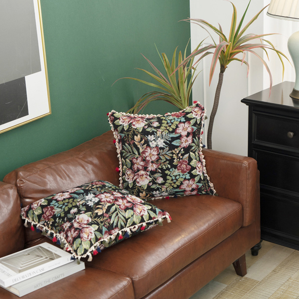 Moroccan Ethnic American Style cushion deco pillow na may palawit