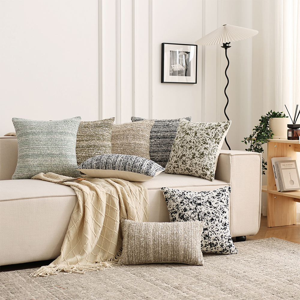 Striped chenille cushion deco pillow