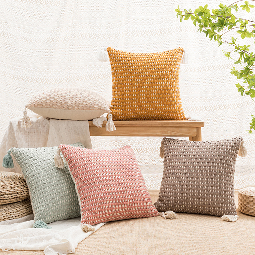 Naka-braided woven tassel cushion deco pillow