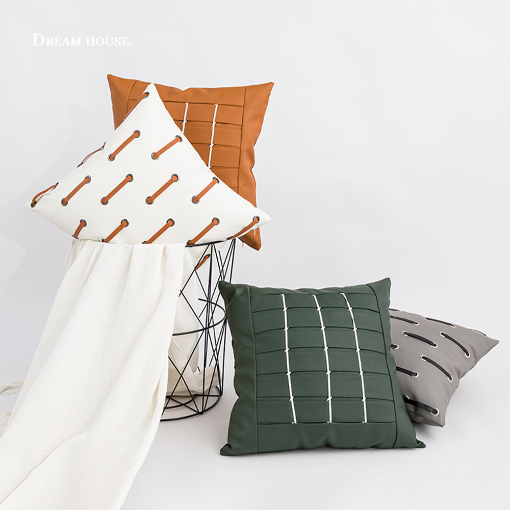 Leather cushion deco pillow